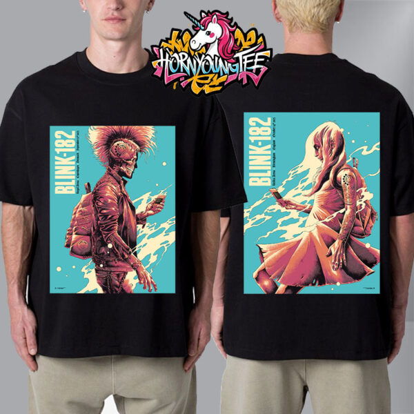 Blink-182 Limited Edition Poster For Show In England And Denmark 2023 Art By Luke Preece Unisex T-Shirt Two Sides