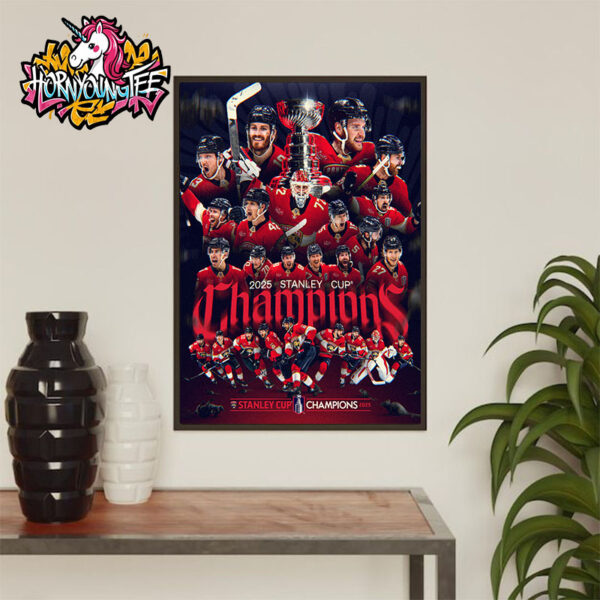 Congrats Florida Panthers The Champions NHL Stanley Cup Champions 2025 Poster Home Decor Canvas