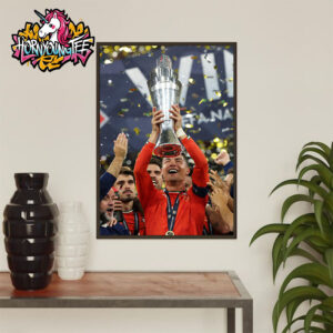 Cristiano Ronaldo Lifts Trophy UEFA Nations League 2025 Poster Home Decor Canvas