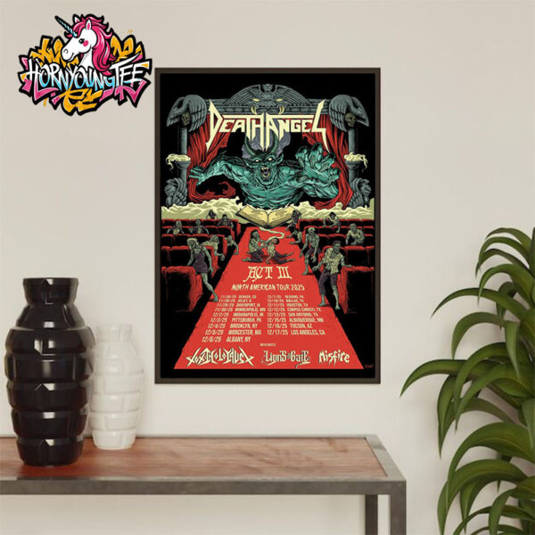 Death Angel Act III North American Tour 2025 Poster Schedule Tour Dates Poster Home Decor Canvas