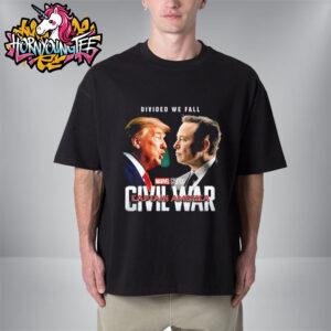 Divided We Fall Captain America Civil War Trump vs Elon Musk Parody Unisex T-Shirt