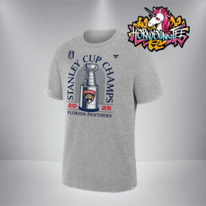 Florida Panthers Fanatics Heather Gray 2025 Stanley Cup Champions Locker Room Unisex T-Shirt