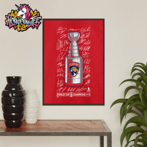 Florida Panthers Fanatics Red 2025 Stanley Cup Champions Signature Poster Home Decor Canvas