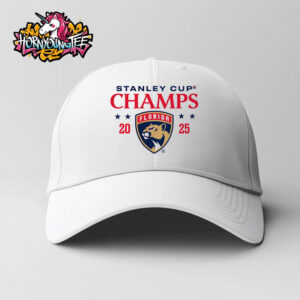 Florida Panthers Fanatics White 2025 NHL Stanley Cup Champions Jersey Roster Hat Cap