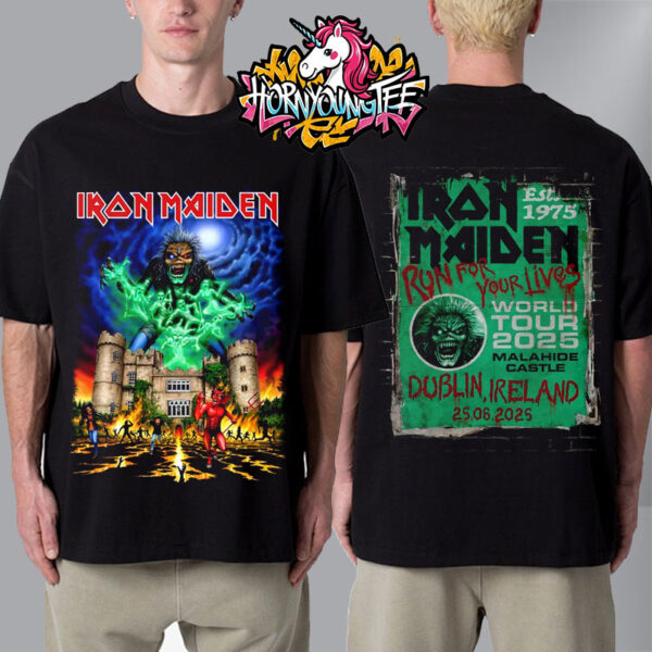 Iron Maiden Run For Your Lives World Tour 2025 At Malahide Castle On June 25 2025 In Dublin Ireland Unisex T-Shirt Two Sides