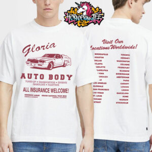 Kendrick Lamar Gloria Auto Body Grand National Tour 2025 Location Worldwide T-Shirt Two Sides