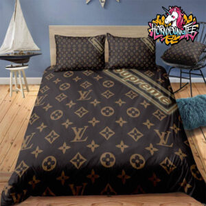 Louis Vuitton Brown Logo LV Collab Supreme Comforter Bedding Sets