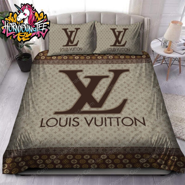 Louis Vuitton Brown Multi Logo Comforter Bedding Sets