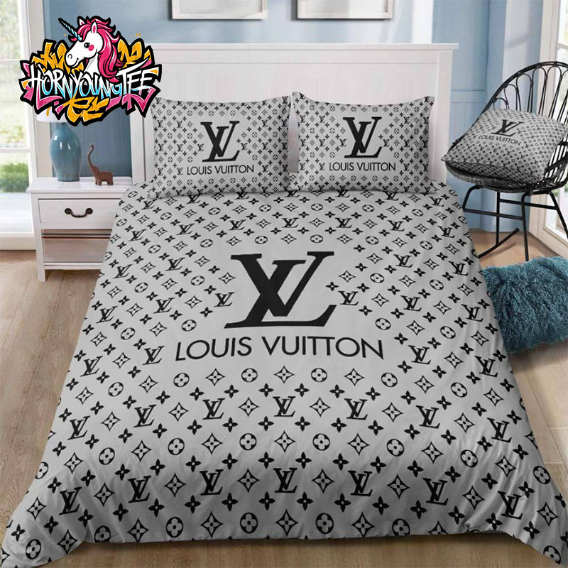 Louis Vuitton Custom Logo Monogram Grey Color Comforter Bedding Sets Louis Vuitton Custom Logo Monogram Grey Color Comforter Bedding Sets