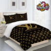 Louis Vuitton Brown Gold Logo Comforter Bedding Sets