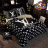 Louis Vuitton Brown Gold Logo Comforter Bedding Sets