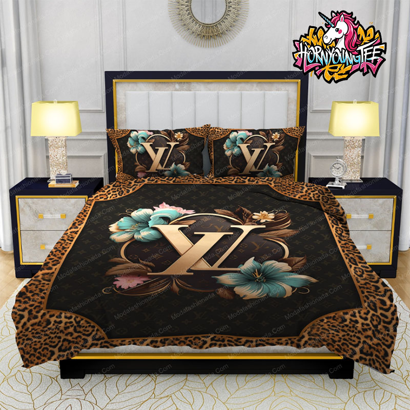 Louis Vuitton Logo Flowers And Leopard Pattern Comforter Bedding Sets Louis Vuitton Logo Flowers And Leopard Pattern Comforter Bedding Sets