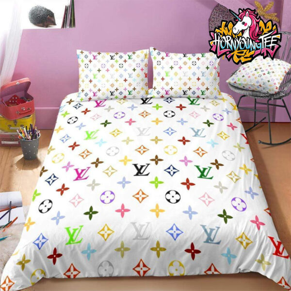 Louis Vuitton Logo LV Colorful Rainbow Monogram Comforter Bedding Sets
