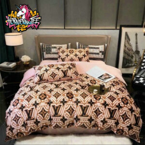 Louis Vuitton Multi Logo Comforter With Vintage Aesthetic Comforter Bedding Sets