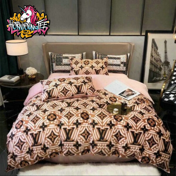 Louis Vuitton Multi Logo Comforter With Vintage Aesthetic Comforter Bedding Sets