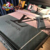 Louis Vuitton Black Basic Logo Red Background Duvet Cover Comforter Bedding Sets