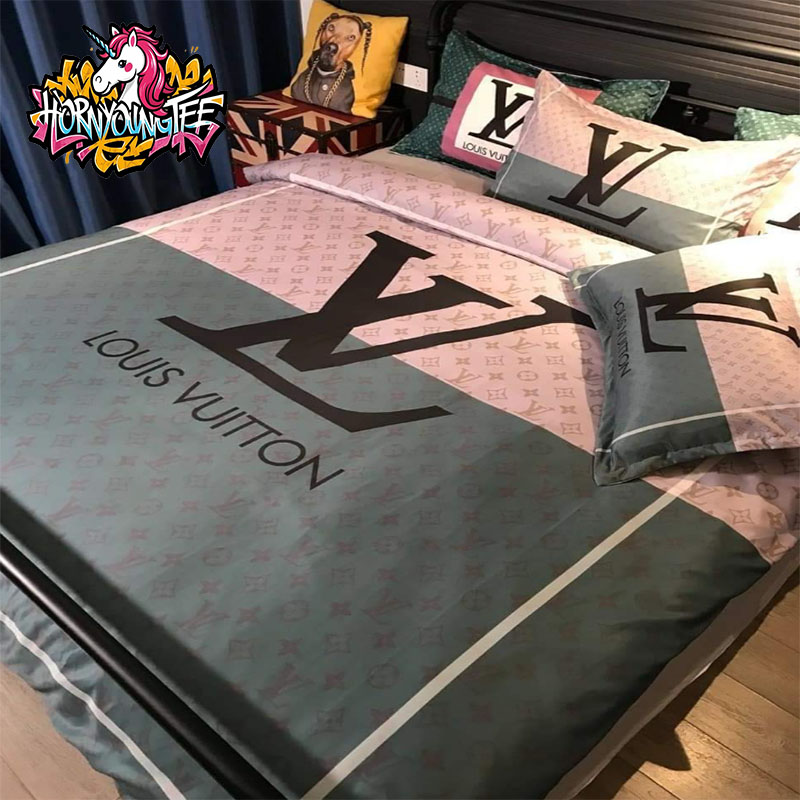 Louis Vuitton Pink Grey Color Background Comforter Bedding Sets Louis Vuitton Pink Grey Color Background Comforter Bedding Sets