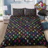 Louis Vuitton Interwoven Pattern Logo LV Light Grey Comforter Bedding Sets