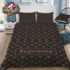 Louis Vuitton Blue Multi Logo Comforter With Supreme Branding Bedding Sets