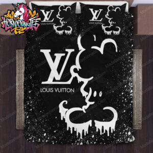 Louis Vuitton Urban Black and White Mickey Mouse Logo Comforter Bedding Sets