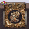 Louis Vuitton Brown Leopard Luxury Bedding Set With Black Logo