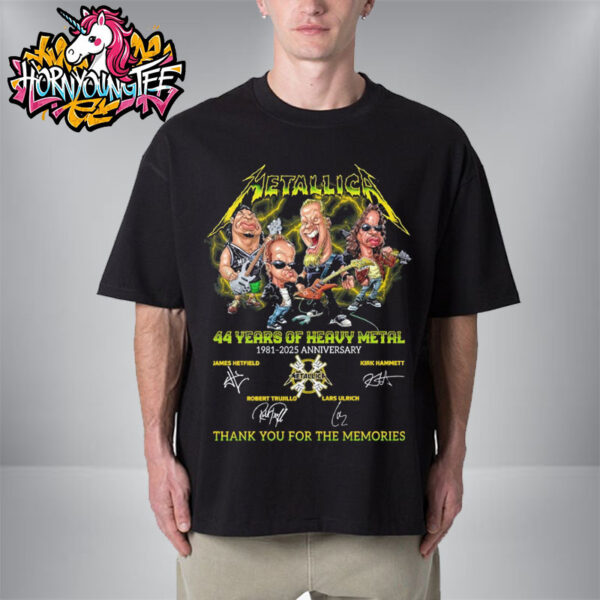 Metallica 44 Years Of Heavy Metal 1981-2025 Anniversary Thank You For The Memories Unisex T-Shirt