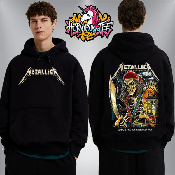 Metallica M72 Tampa Night 2 Venue Shirt At Raymond James Stadium On June 8 M72 Tampa North America 2025 Black Unisex Hoodie