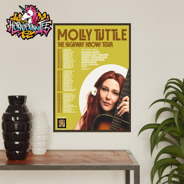 Molly Tuttle The Highway Knows Tour 2025 Setlists And Schedule Tour Dates New Album Out On August 15 2025 Poster Home Decor Canvas
