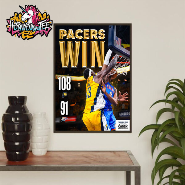 NBA Finals Indiana Pacers Win Game 6 108-91 OKC Thunders Poster Home Decor Canvas