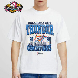 Oklahoma City Thunder 2025 NBA Champion Confetti Skyline Unisex T-Shirt