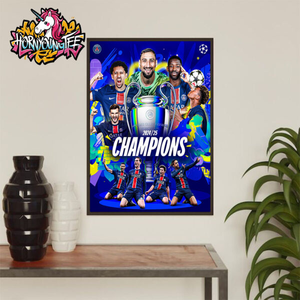 PSG Paris Saint-Germain The Champions 2025 UEFA Champions League Munich Final Poster Home Decor Canvas