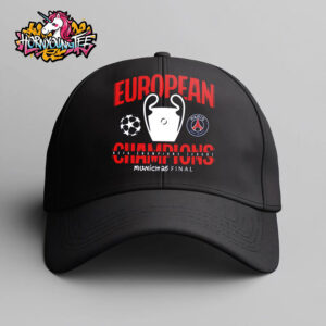PSG UCL Champions 2025 European Champions Graphic Black Hat Cap