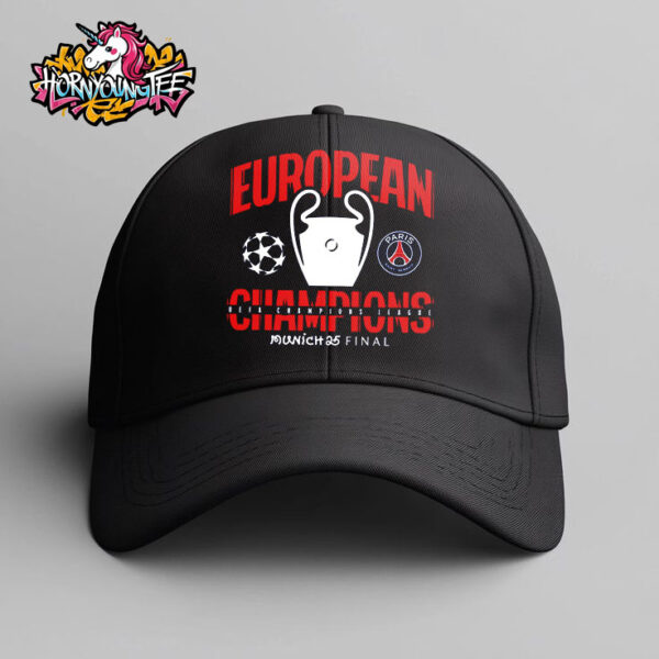 PSG UCL Champions 2025 European Champions Graphic Black Hat Cap