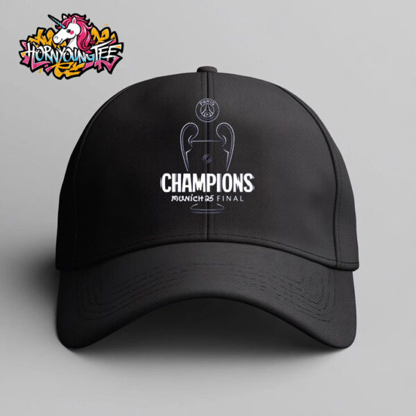 PSG UCL Champions 2025 Outline Graphic Black Hat Cap