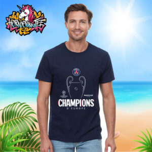 PSG UCL Champions 2025 Trophy Outline Graphic Navi Unisex T-Shirt
