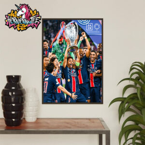 PSG Winners Champions League 2025 Marquinhos Lifts The Trophy Poster Home Decor Canvas