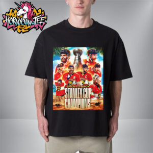 Poster Congrats Florida Panthers Become The Champions NHL Stanley Cup Champions 2025 Back To Back Unisex T-Shirt
