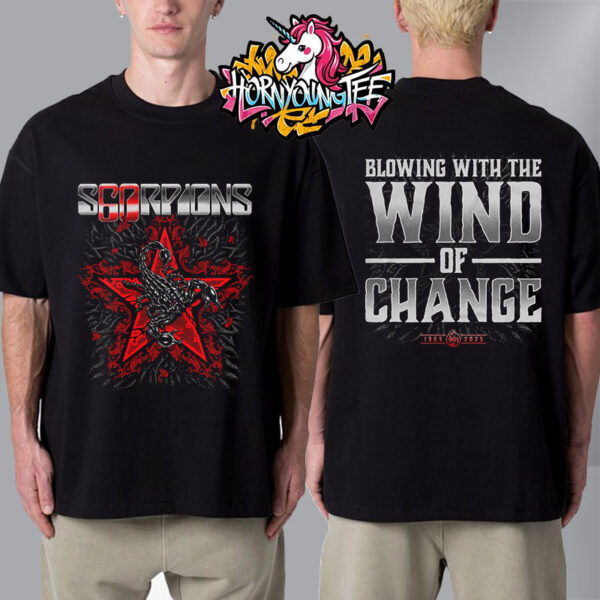 Scorpions Band 60 Years Of Scorpions European Tour 2025 Merch Tee Blowing With The Wind Unisex T-Shirt Two Sides
