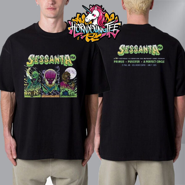 Sessanta V2.0 Merch Items At Xcel Energy Center On June 1 2025 In St Paul MN Unisex T-Shirt Two Sides