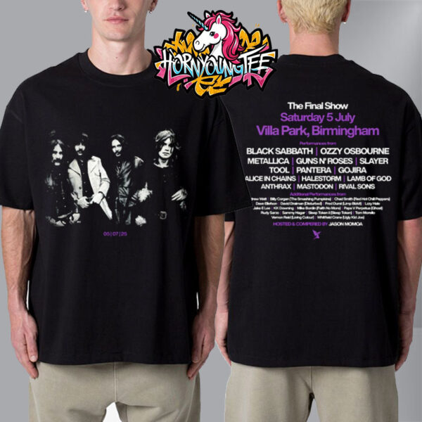 Black Sabbath Band Photo Event Tee At The Final Show On July 5 2025 In Villa Park Birmingham Unisex T-Shirt Two Sides