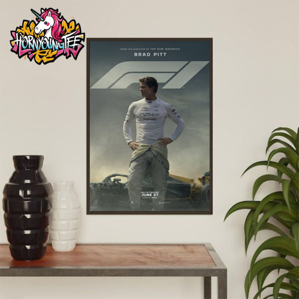 Brad Pitt F1 The Movie Now Showing In Theaters From The Director Of Top Gun Maverick Poster Home Decor Canvas