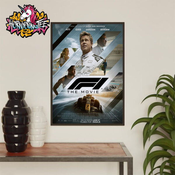 Brad Pitt F1 The Movie Official Poster Film Now Showing On Theaters Poster Home Decor Canvas