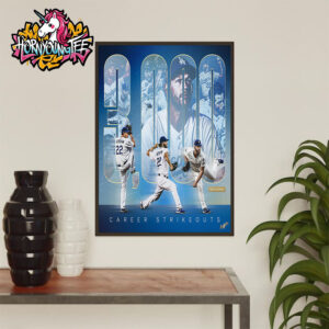 Clayton Kershaw Los Angeles Dodgers Joins The 3000 Strikeout Club Makes History Poster Home Decor Canvas