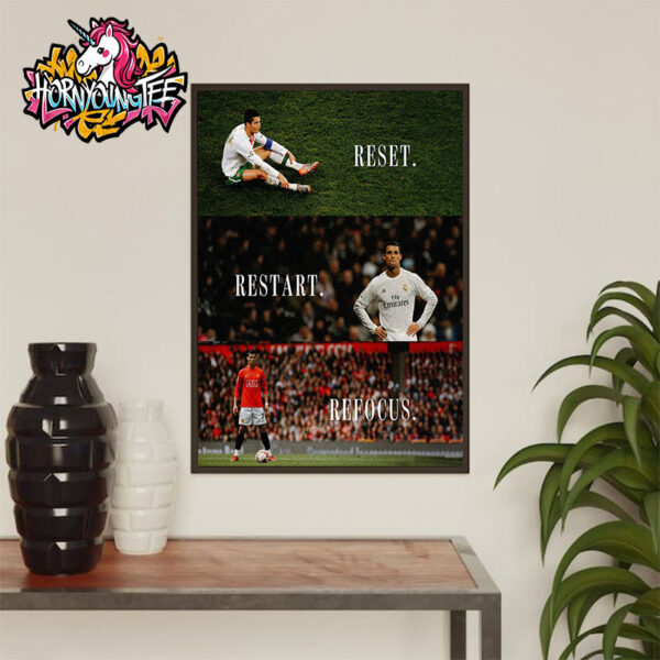 Cristiano Ronaldo Reset Restart Refocus Poster Home Decor Canvas