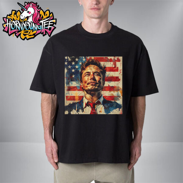Elon Musk USA Flag Freedom And Merit Is What America Should Be About Unisex T-Shirt