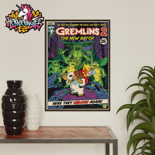 Gremlins 2 The New Batch Comic Art Here They Grow Again Poster Home Decor Canvas