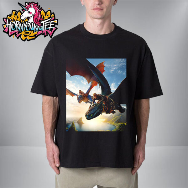 How To Train Your Dragon Live Action Poster Hiccup Rides Toothless Unisex T-Shirt