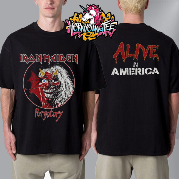 Iron Maiden Purgatory Alive in America Vintage Tee Unisex T-Shirt Two Sided