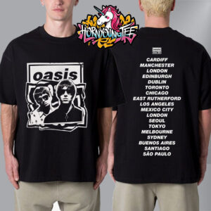 Oasis Live 25 World Tour Live ’25 Cut Out Photo Cities Tour Unisex T-Shirt Two Sided
