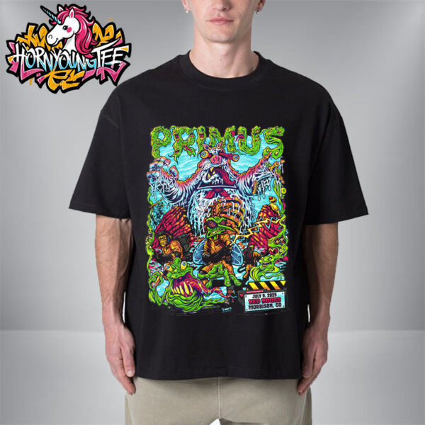 Primus Band Poster Tonight At Red Rocks On July 9 2025 In Morrison CO Unisex T-Shirt